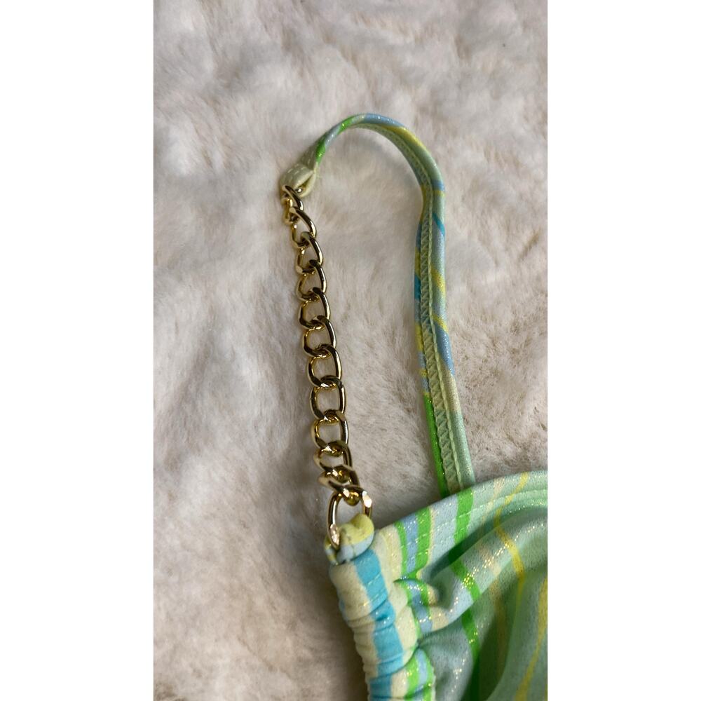 RIVER ISLAND Sun Shop Green Yellow Print Chain - Picture 5 of 8
